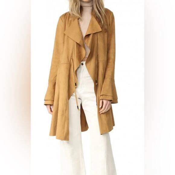 Free People Faux Suede Meadow Jacket Boho Bell Sleeves Carmel Brown Medium - Picture 12 of 12